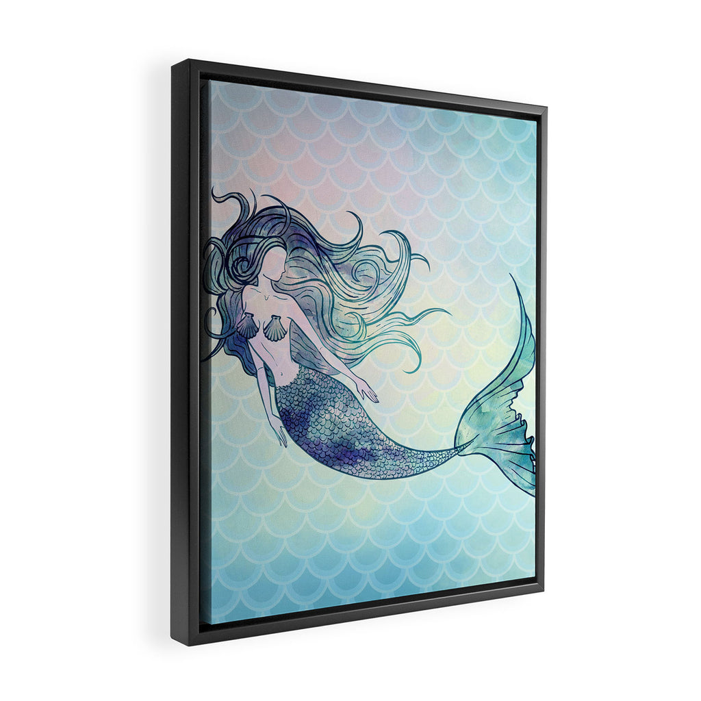 Watercolor Mermaid Framed Canvas Print Gallery Image 2