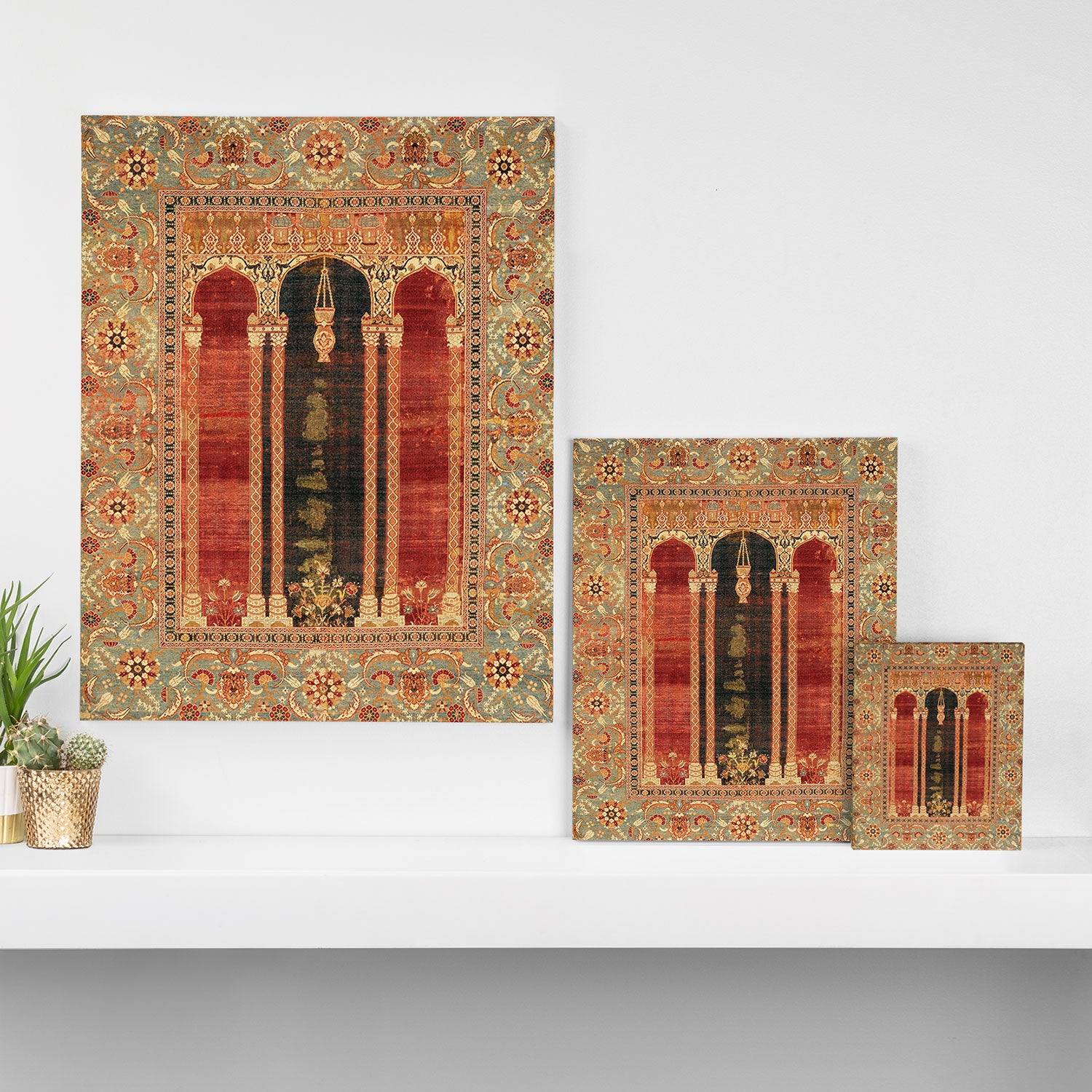 16th Century Carpet with Triple-Arch Design Turkish Print Canvas Print Gallery Image 3