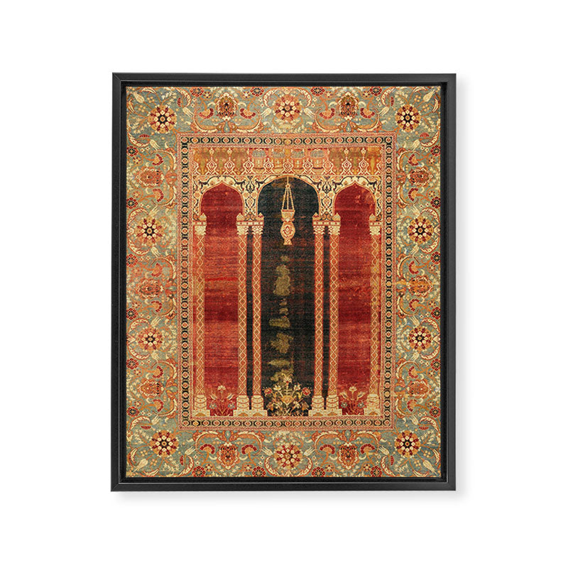 16th Century Carpet with Triple-Arch Design Turkish Print Framed Canvas Print Gallery Image 3