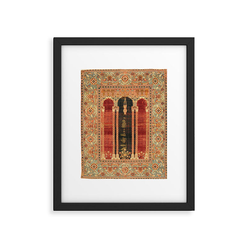 16th Century Carpet with Triple-Arch Design Turkish Print Framed Art Print Gallery Image 4
