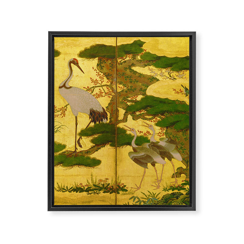 16th Century Japanese Birds & Flowers Framed Canvas Print Gallery Image 3
