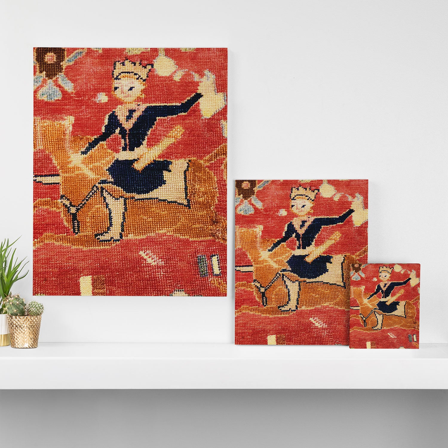 17th Century Isfahan Persian Animal Rug Print Canvas Print Gallery Image 3