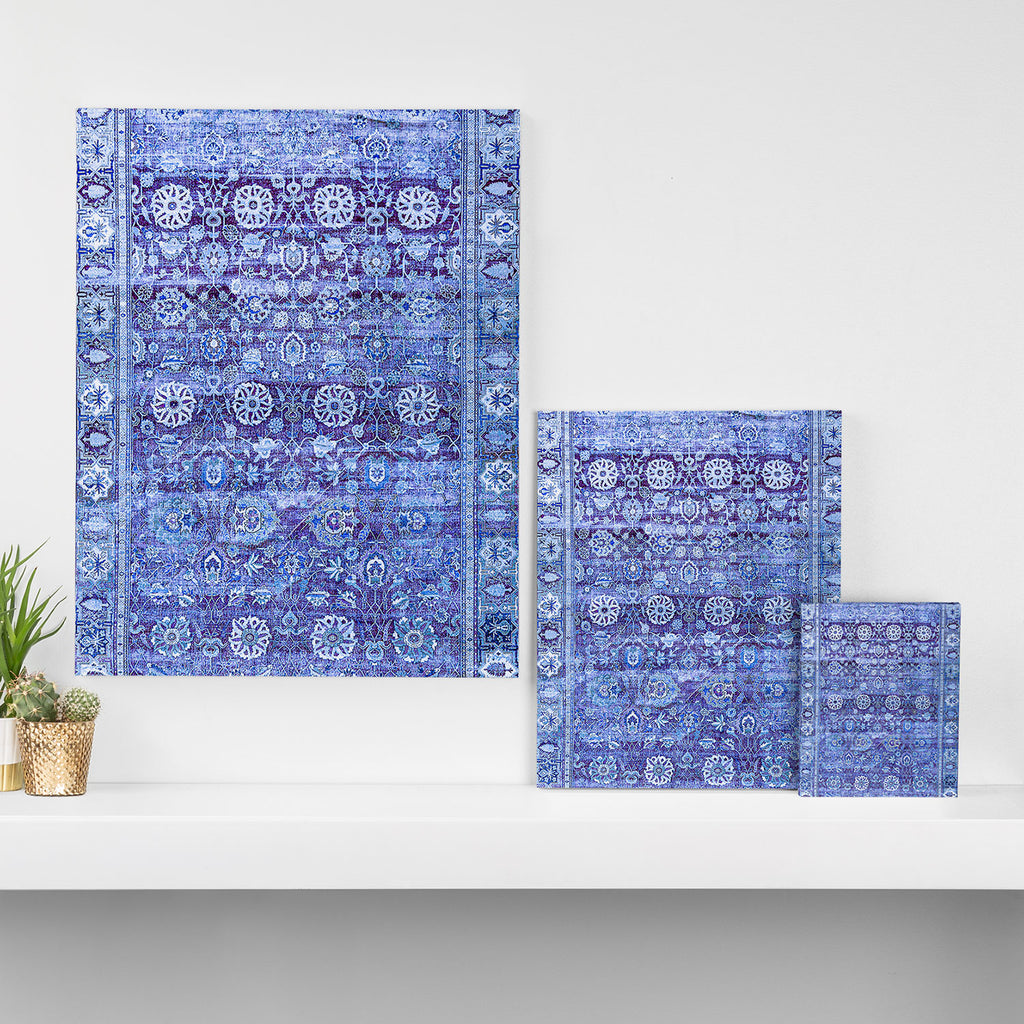 18th Century Isfahan Persian Rug Pattern in Blue Canvas Print Gallery Image 3