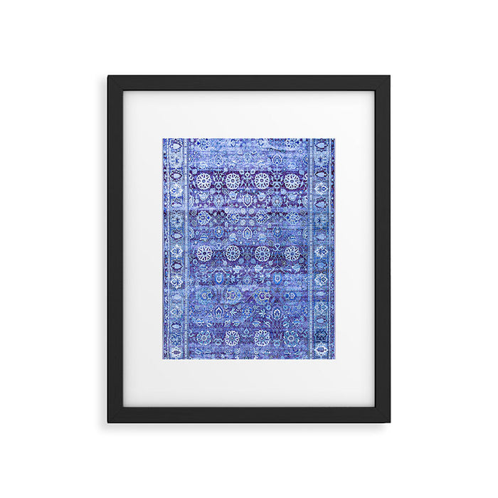 18th Century Isfahan Persian Rug Pattern in Blue Framed Art Print Gallery Image 1