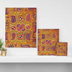19th Century Uzbekistan Suzani with Gold Background  Canvas Print Gallery Image 3