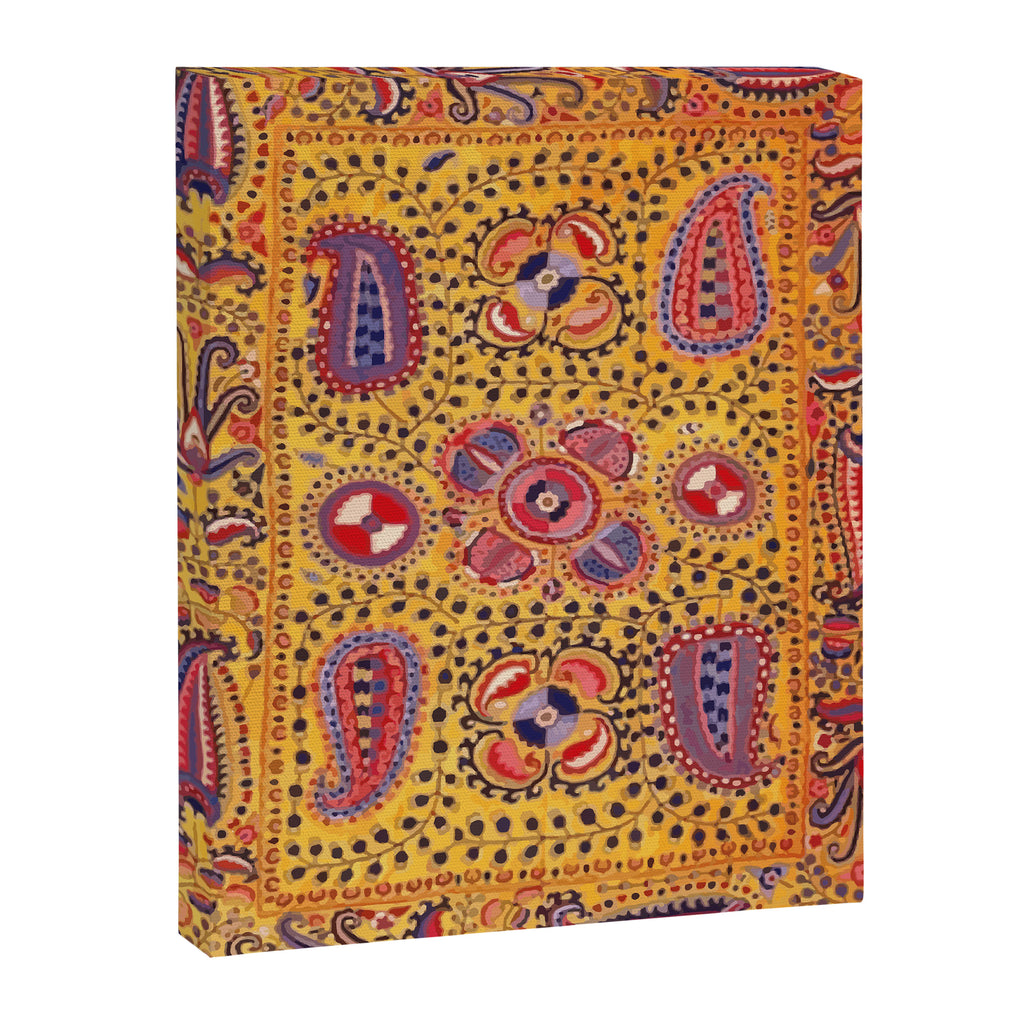 19th Century Uzbekistan Suzani with Gold Background  Canvas Print Gallery Image 3