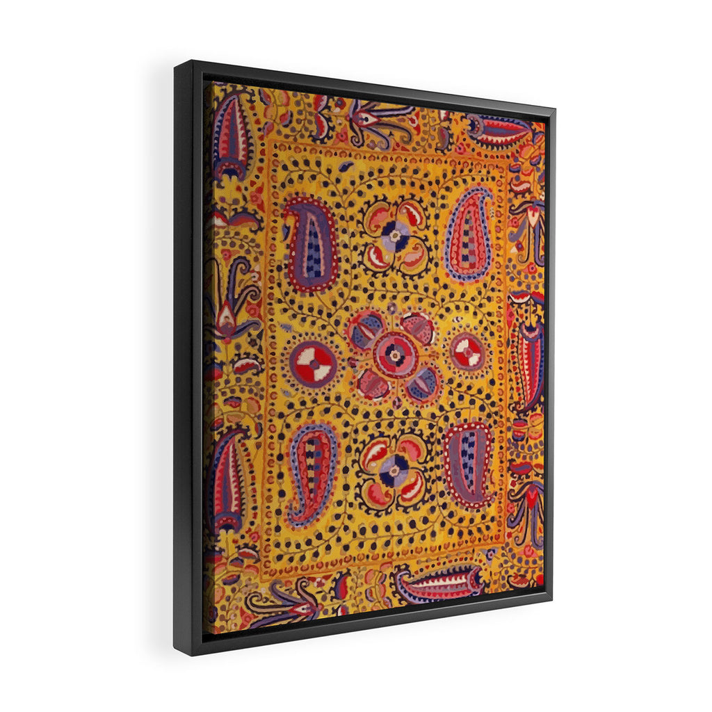 19th Century Uzbekistan Suzani with Gold Background  Framed Canvas Print Gallery Image 2