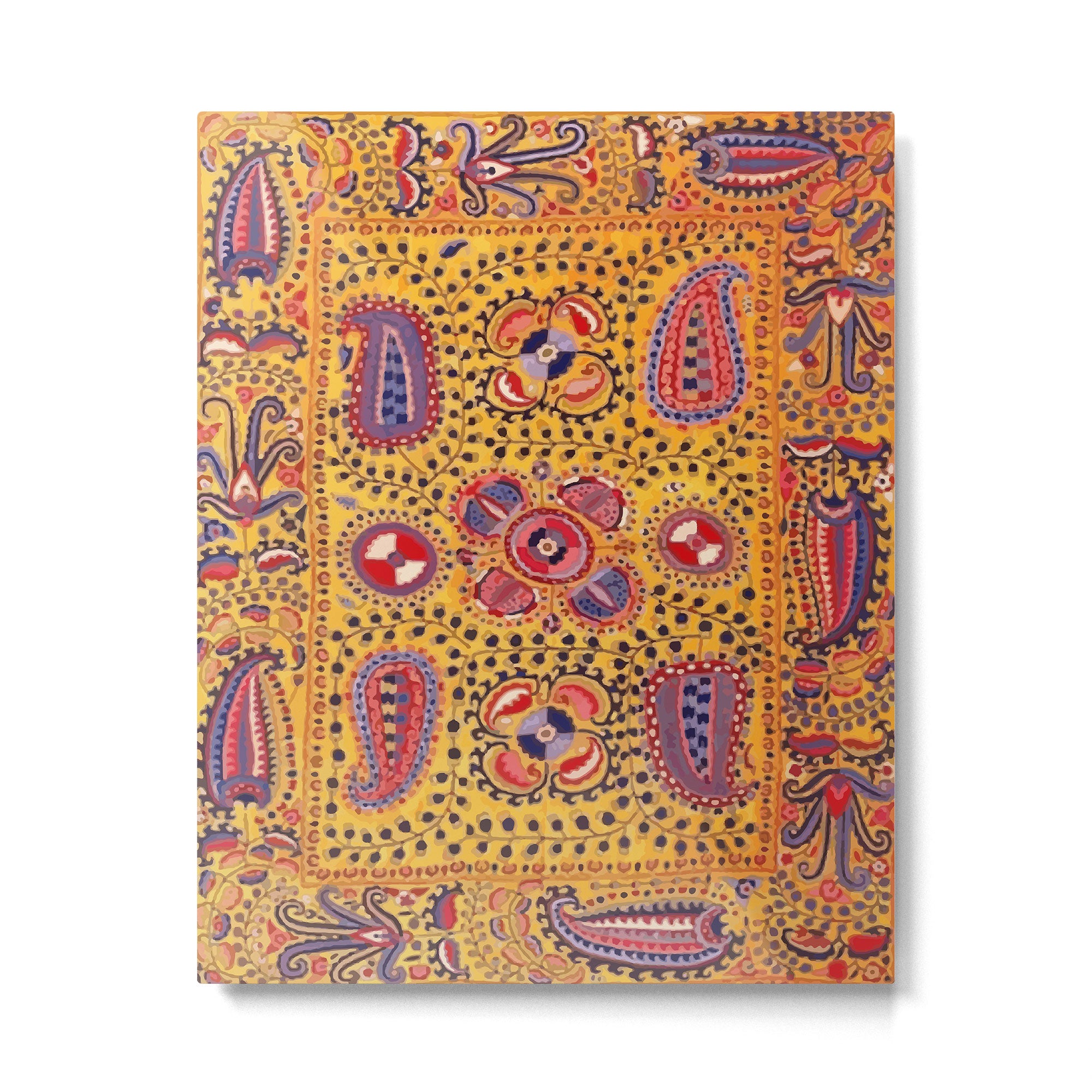 19th Century Uzbekistan Suzani with Gold Background  Metal Print Gallery Image 4