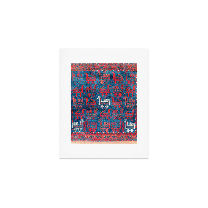 25 Peacocks Baluch Khorasan Persian Bag Face Print Art Print Gallery Image 1