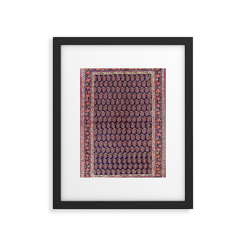 Afshar Persian Kerman  Antique Rug Print Framed Art Print Gallery Image 4