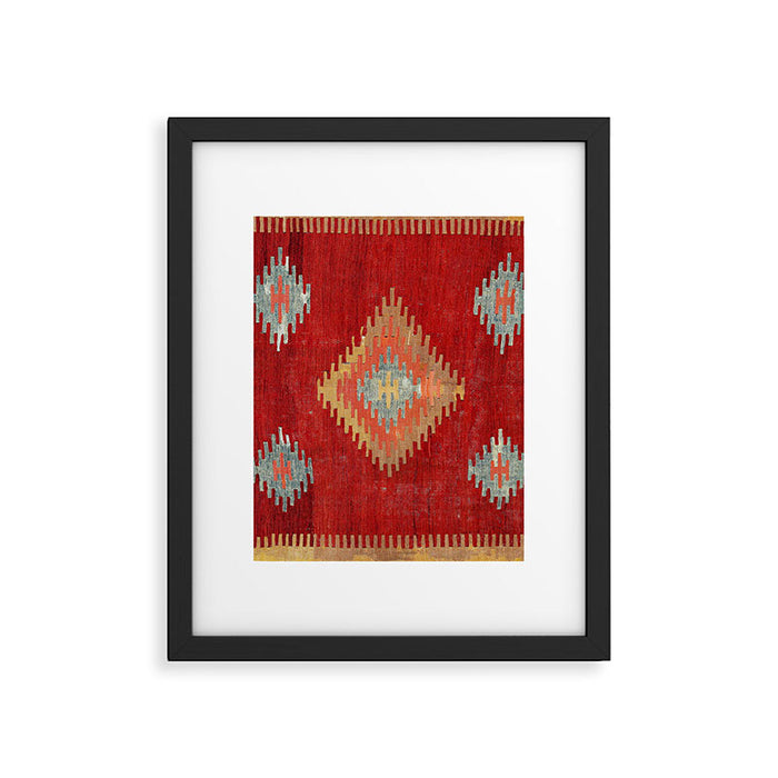 Çal  Antique Turkish Kilim Print Framed Art Print Gallery Image 1