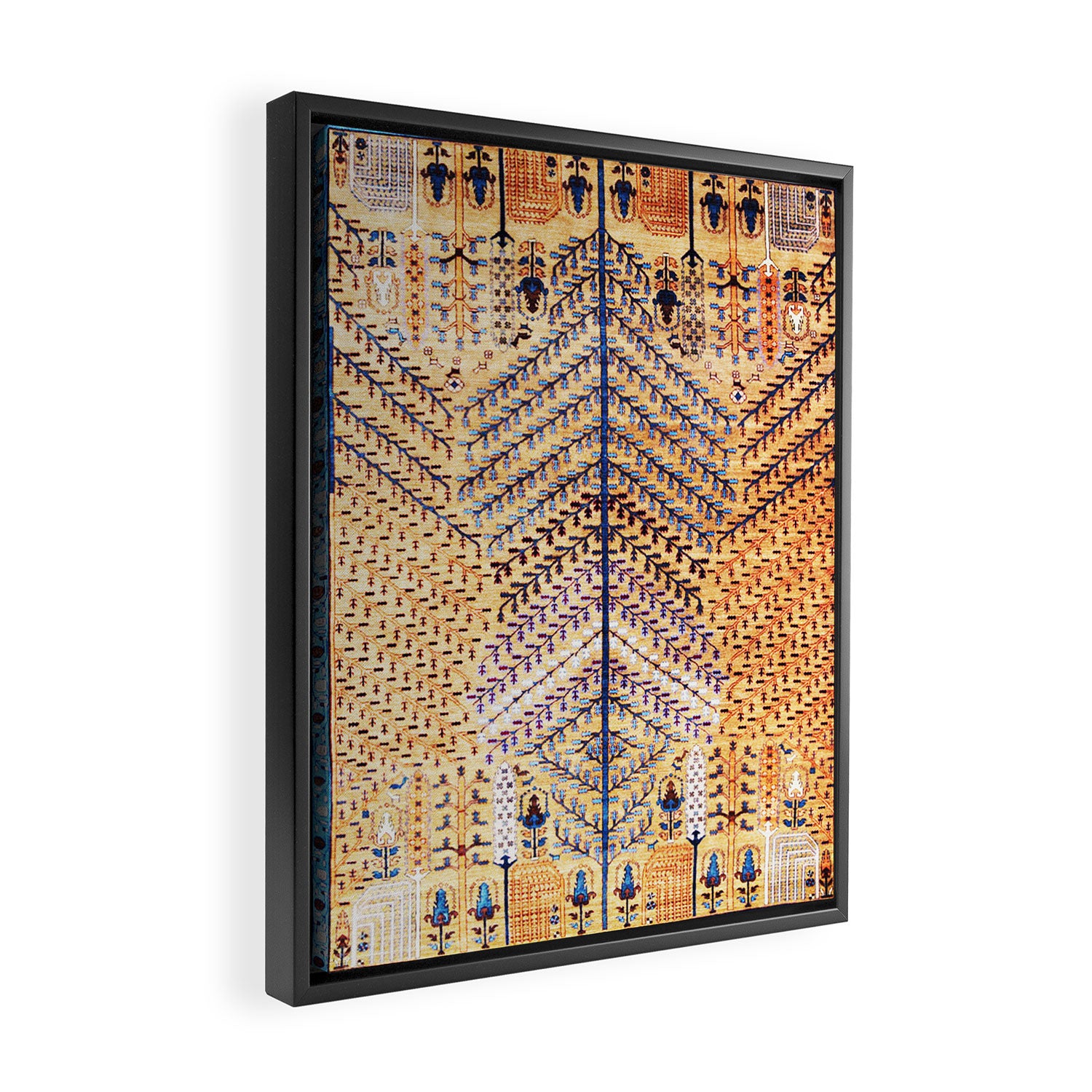 Amritsar Floral Garden Persian Rug Print Framed Canvas Print Gallery Image 2