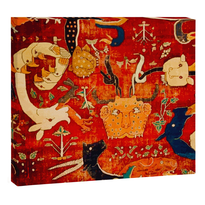 Animal Grotesques Mughal Carpet Fragment 2 Canvas Print Gallery Image 1