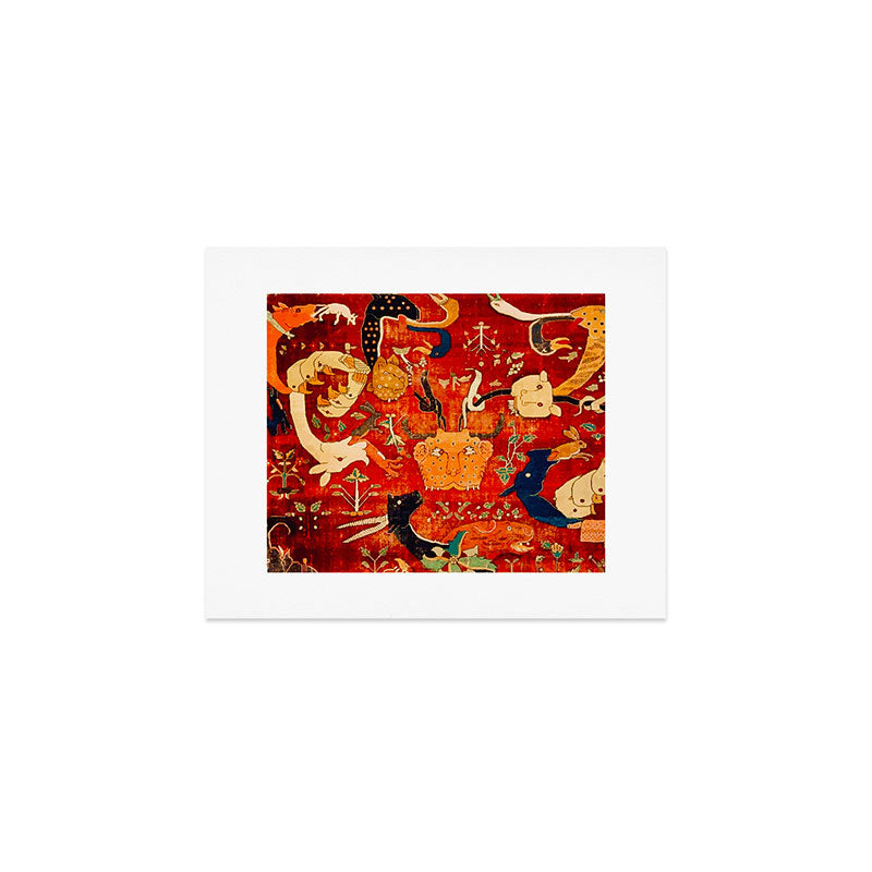 Animal Grotesques Mughal Carpet Fragment 2 Art Print Gallery Image 1