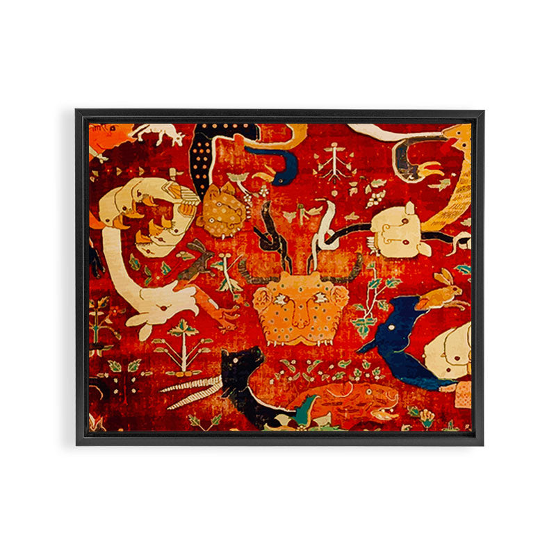 Animal Grotesques Mughal Carpet Fragment 2 Framed Canvas Print Gallery Image 3