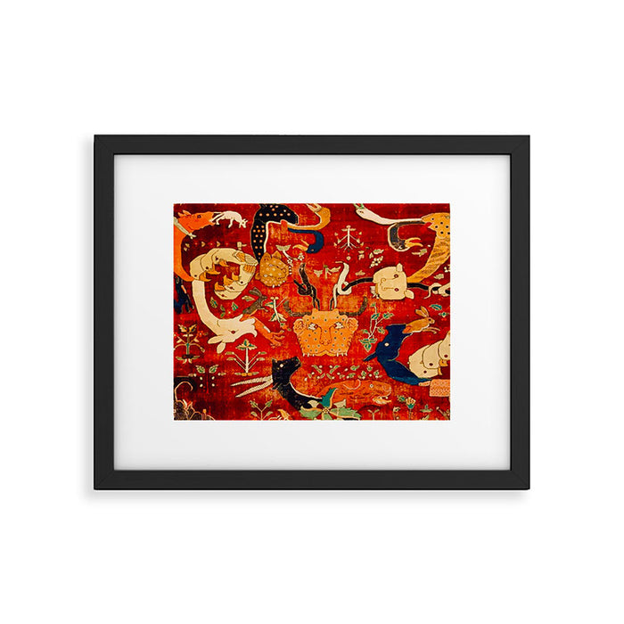 Animal Grotesques Mughal Carpet Fragment 2 Framed Art Print Gallery Image 1