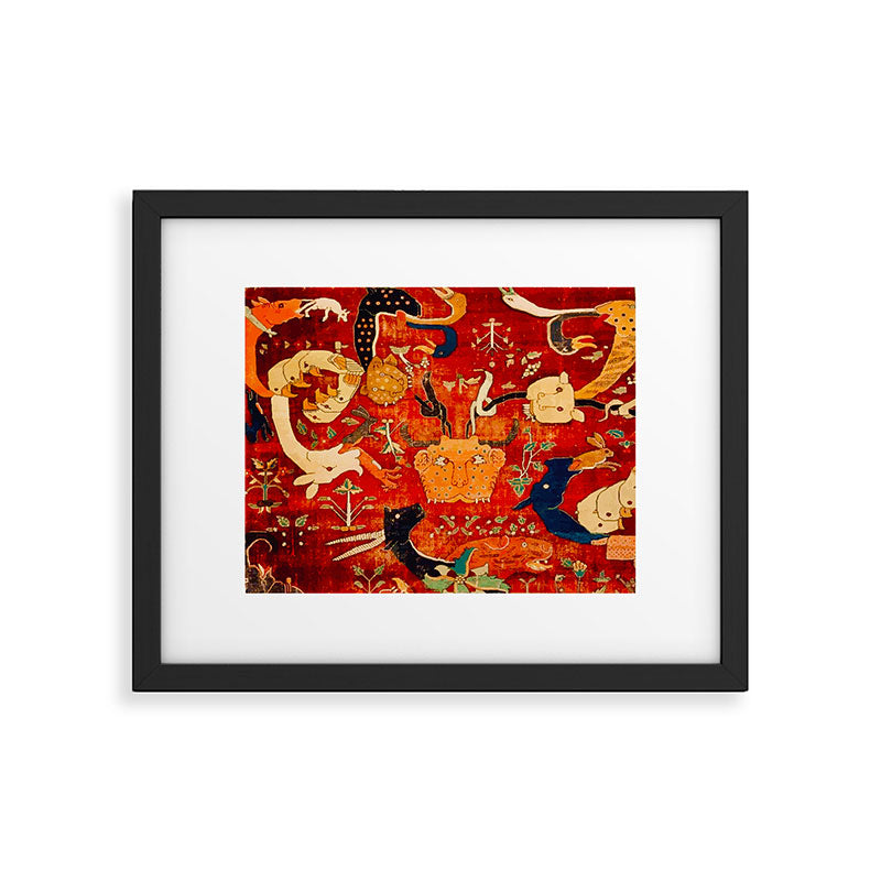 Animal Grotesques Mughal Carpet Fragment 2 Framed Art Print Gallery Image 5