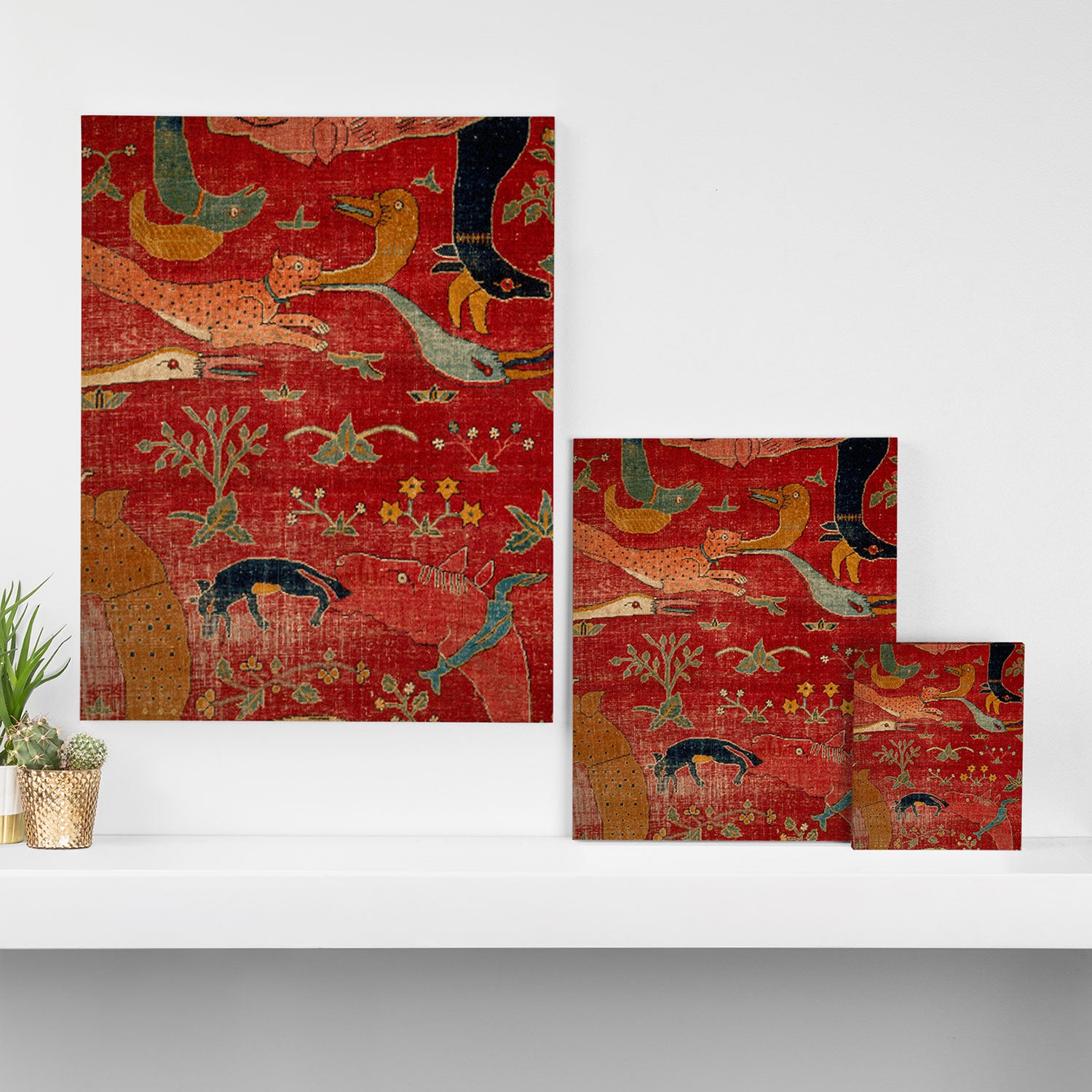 Animal Grotesques Mughal Carpet Fragment Digital Painting Canvas Print Gallery Image 3
