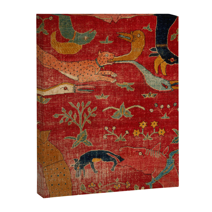 Animal Grotesques Mughal Carpet Fragment Digital Painting Canvas Print Gallery Image 1