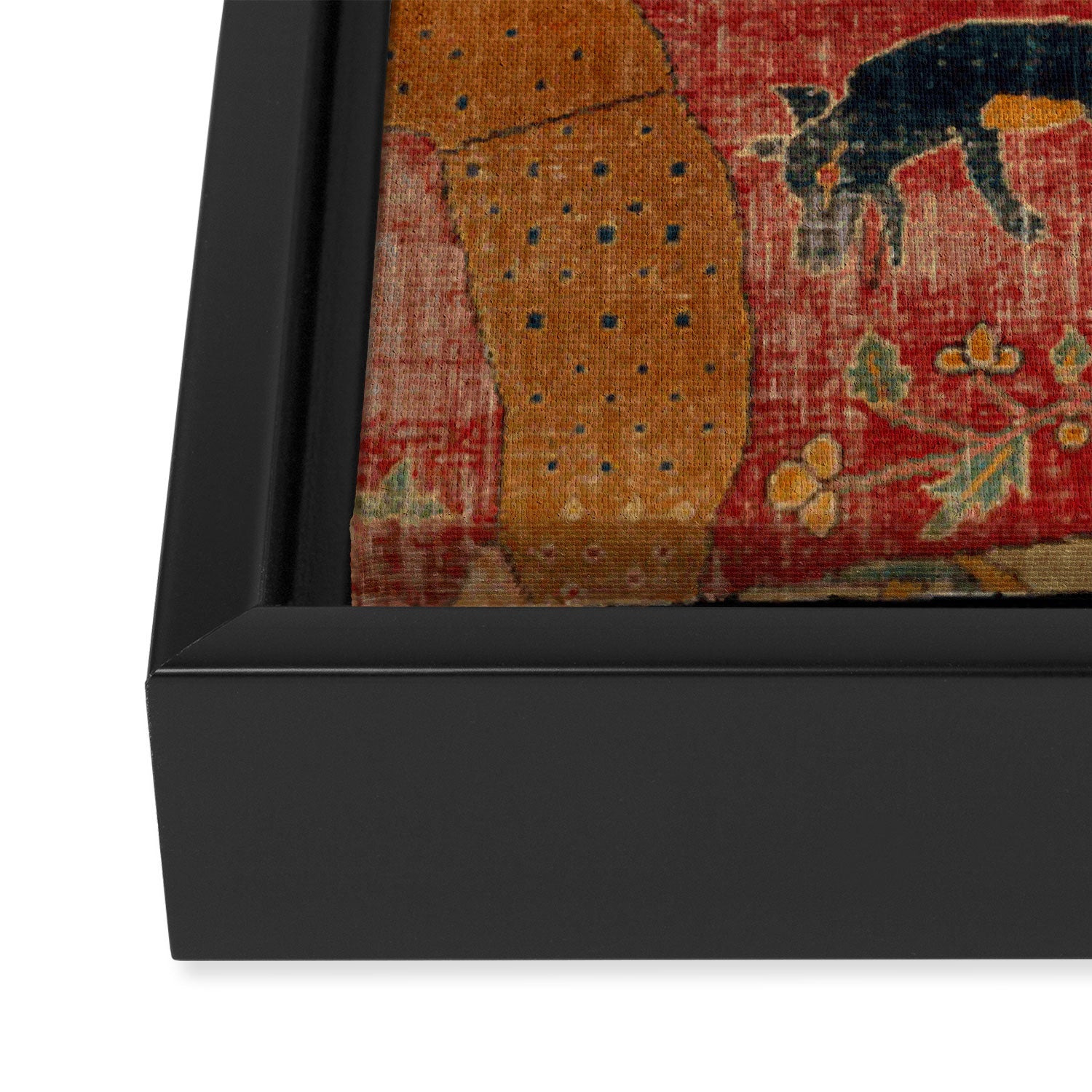 Animal Grotesques Mughal Carpet Fragment Digital Painting Framed Canvas Print Gallery Image 3