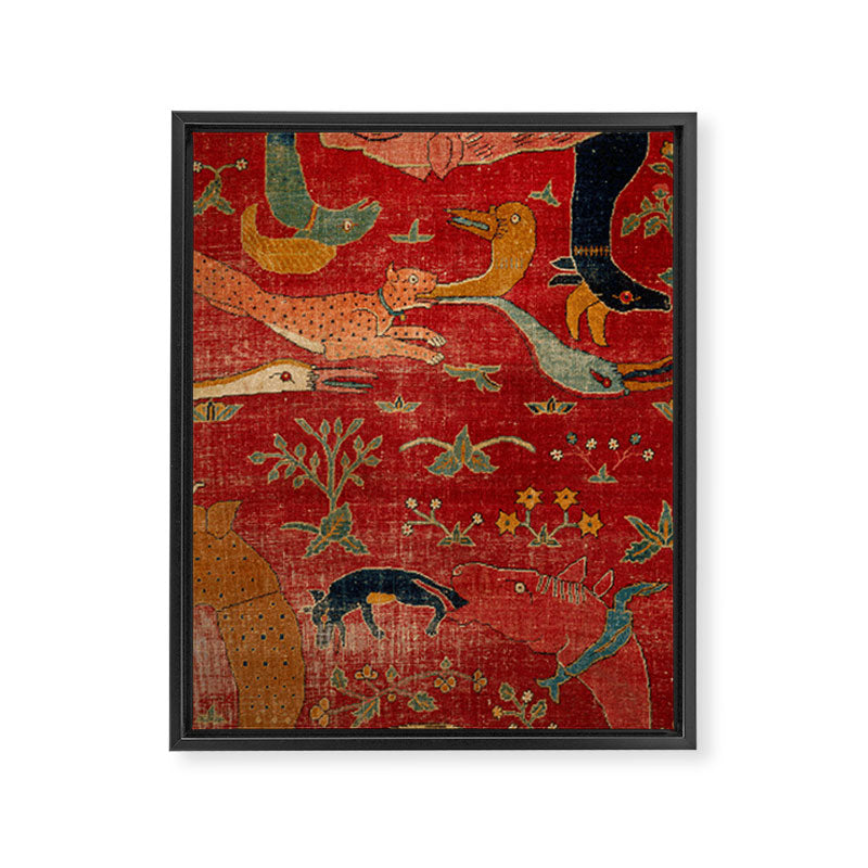 Animal Grotesques Mughal Carpet Fragment Digital Painting Framed Canvas Print Gallery Image 6