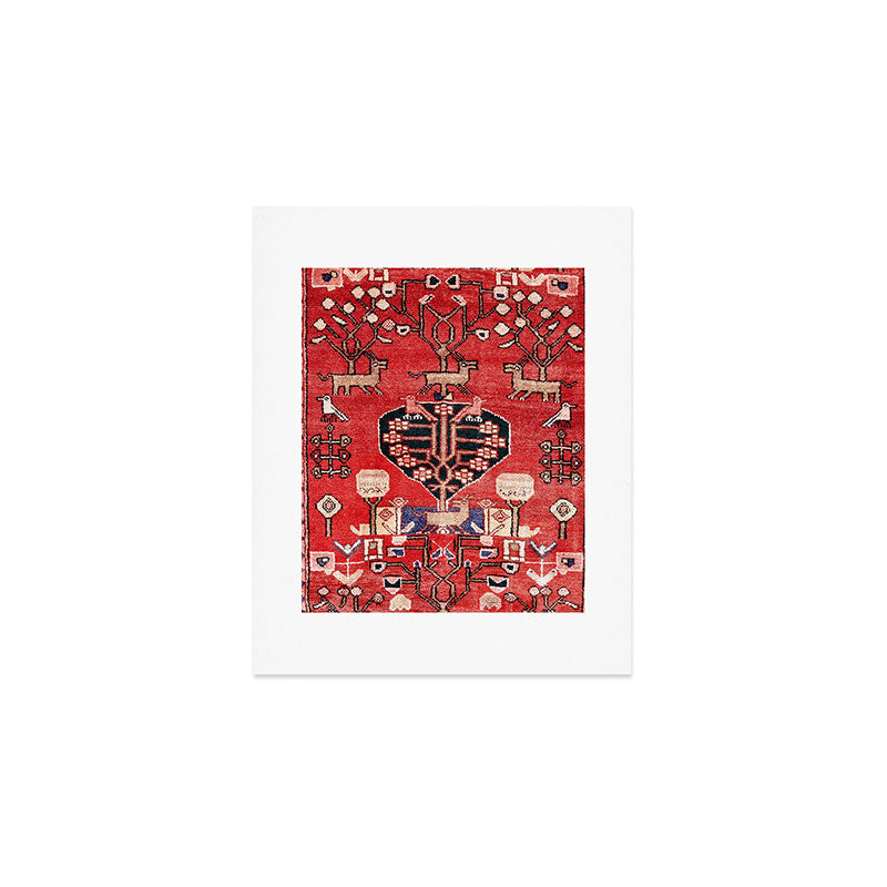 Antique Animal & Bird Persian Rug Print Art Print Gallery Image 1