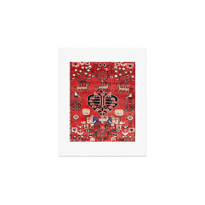 Antique Animal & Bird Persian Rug Print Art Print Gallery Image 1