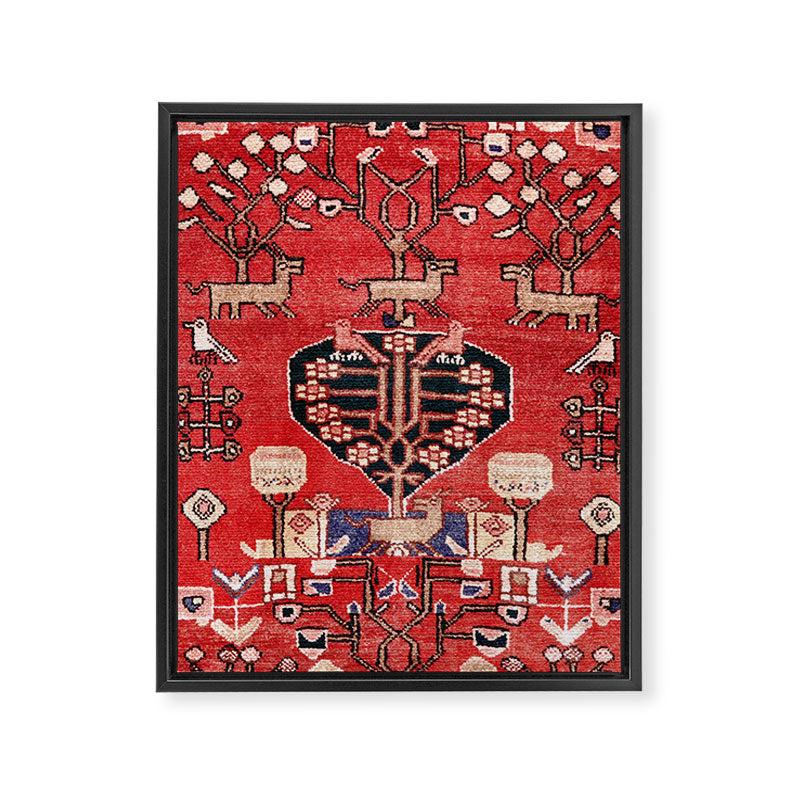 Antique Animal & Bird Persian Rug Print Framed Canvas Print Gallery Image 3
