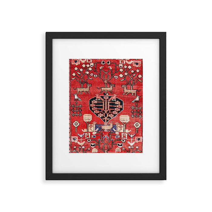 Antique Animal & Bird Persian Rug Print Framed Art Print Gallery Image 1