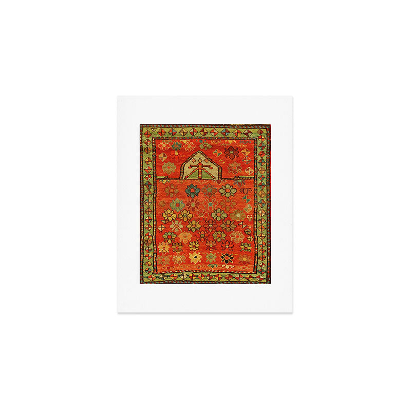 Antique Caucasian Floral Rug Print Art Print Gallery Image 1