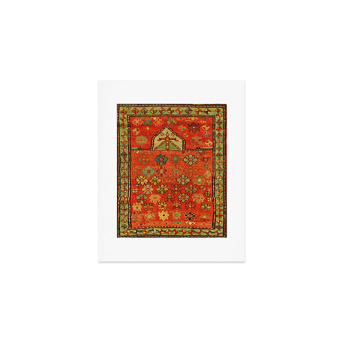 Antique Caucasian Floral Rug Print Art Print Gallery Image 1