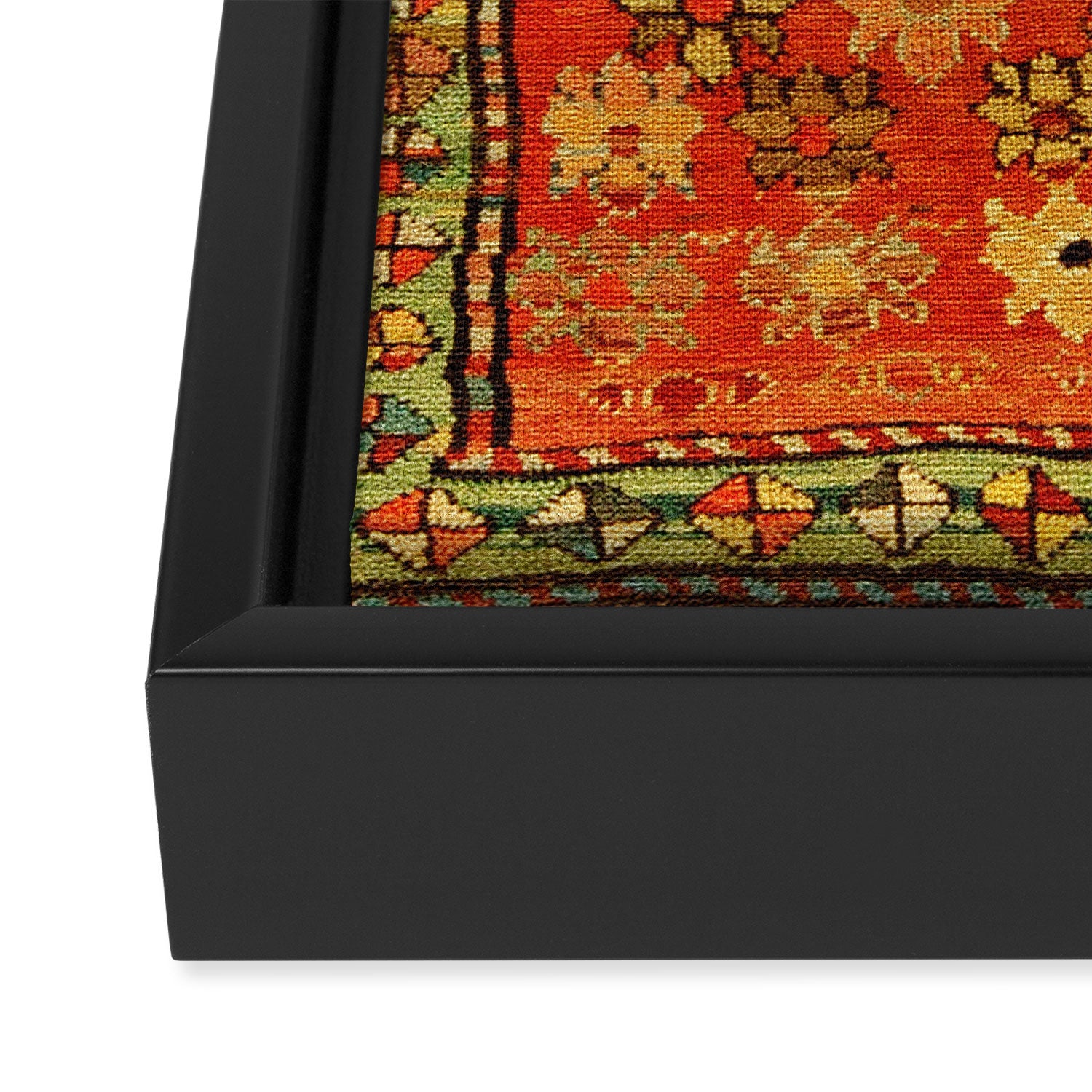 Antique Caucasian Floral Rug Print Framed Canvas Print Gallery Image 3