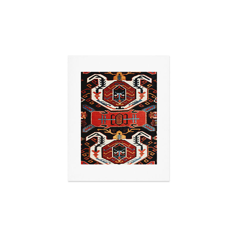 Antique Caucasian Rug With Abstract Animals Print Art Print Gallery Image 1
