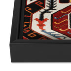 Antique Caucasian Rug With Abstract Animals Print Framed Canvas Print Gallery Image 3