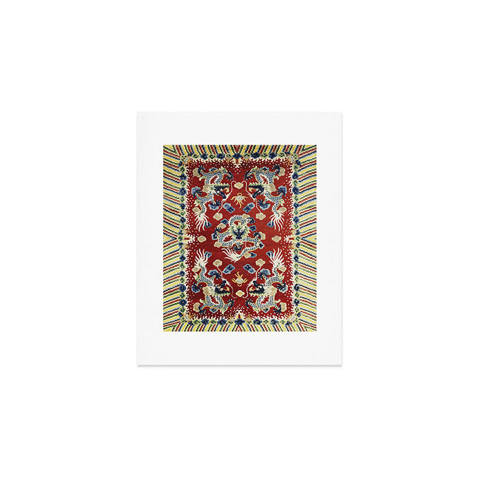 Antique Chinese Dragon Rug Print Art Print Gallery Image 1