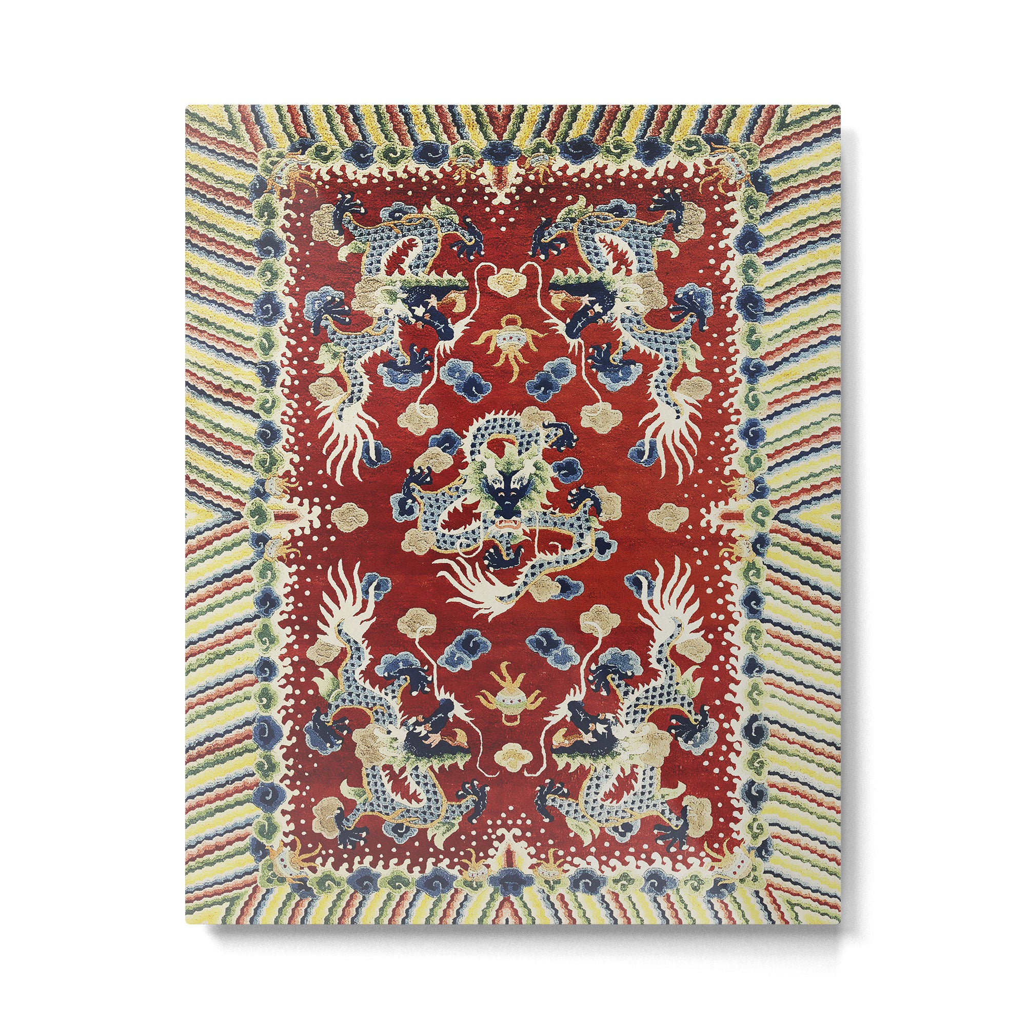 Antique Chinese Dragon Rug Print Metal Print Gallery Image 4