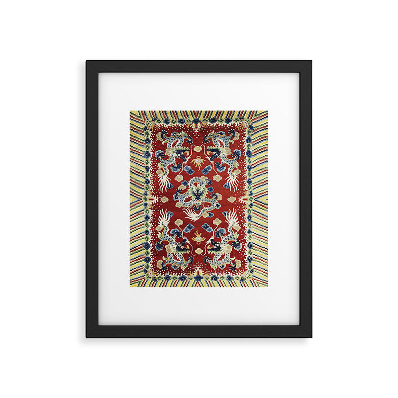 Antique Chinese Dragon Rug Print Framed Art Print Gallery Image 4