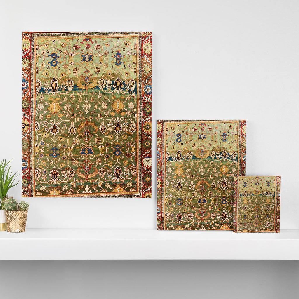 Antique Copper Green Abrashed Persian Rug Print Canvas Print Gallery Image 3
