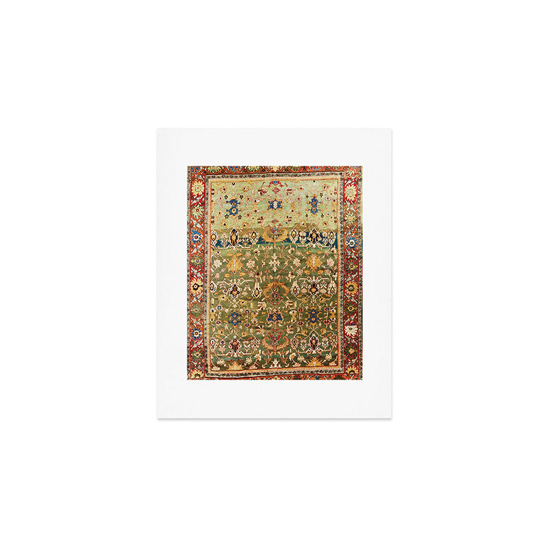 Antique Copper Green Abrashed Persian Rug Print Art Print Gallery Image 1