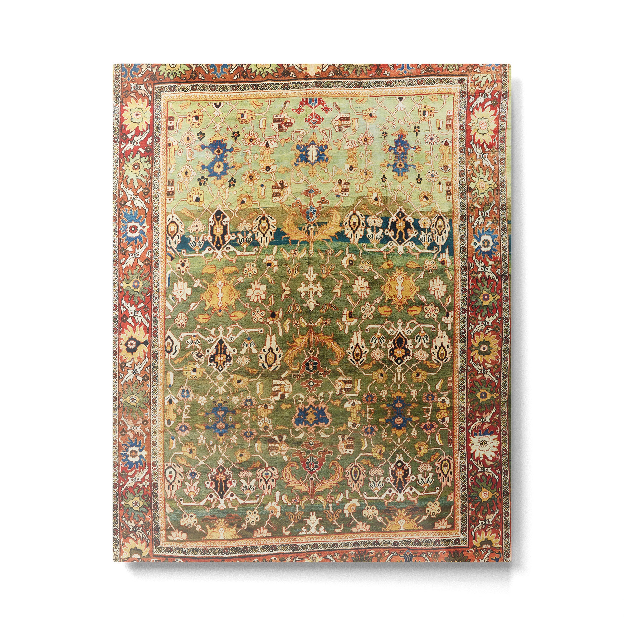 Antique Copper Green Abrashed Persian Rug Print Metal Print Gallery Image 4