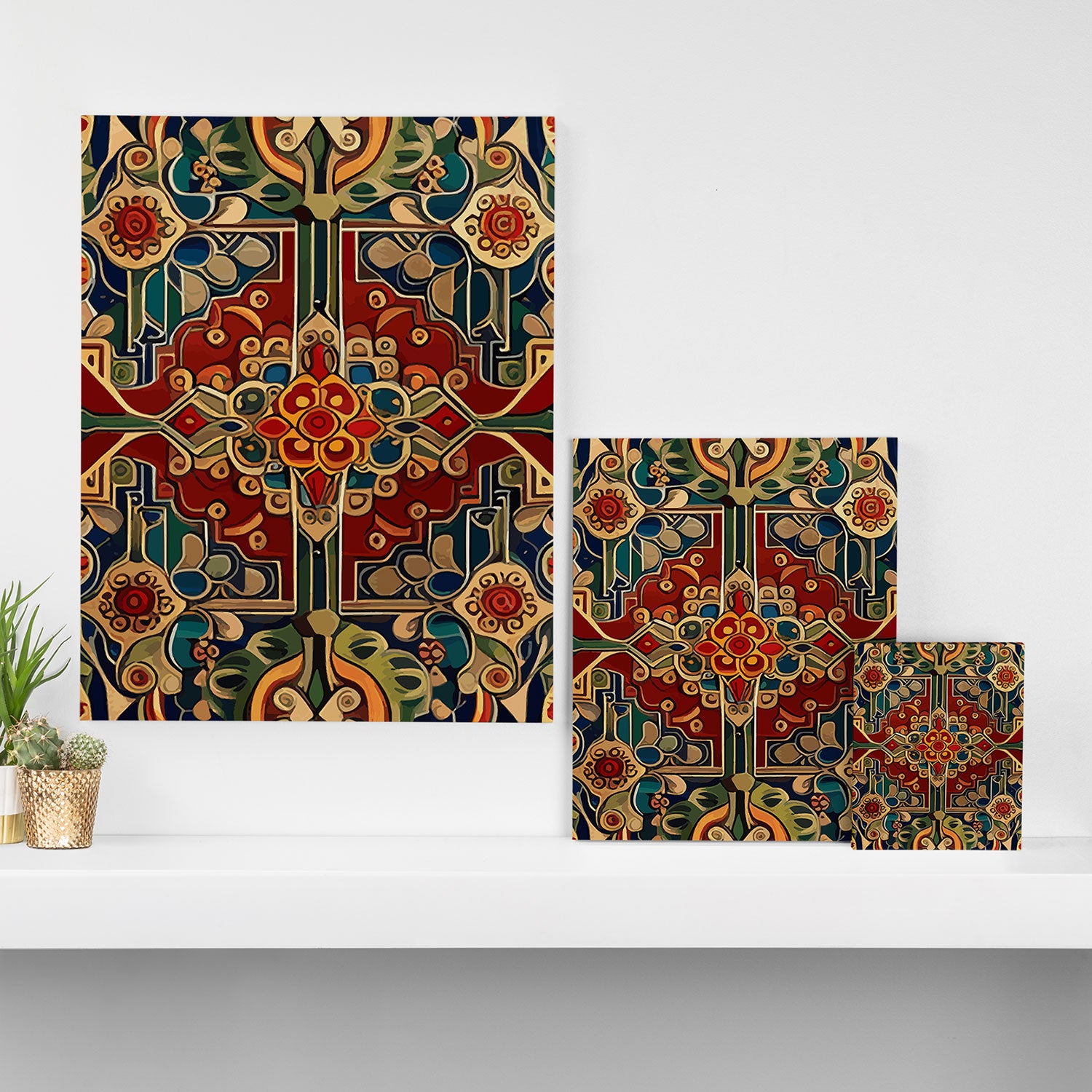 Antique Cute Abstract Flowers Vintage Persian Rug Seamless Pattern  Canvas Print Gallery Image 3