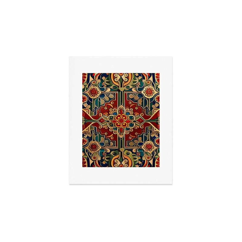 Antique Cute Abstract Flowers Vintage Persian Rug Seamless Pattern  Art Print Gallery Image 1
