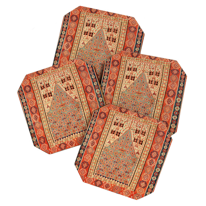 Antique Erzurum Turkish Kilim Rug Print Coaster Gallery Image 1