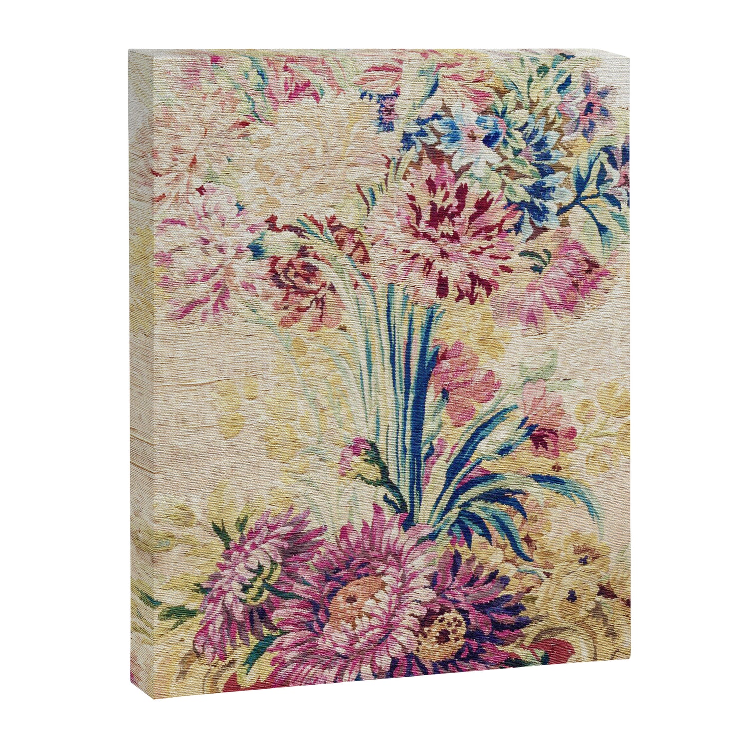 Antique French Gobelins Floral Textile Print Canvas Print Gallery Image 3