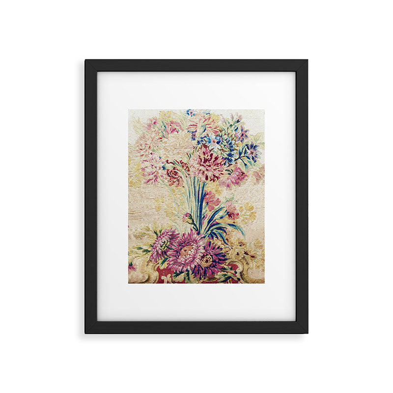 Antique French Gobelins Floral Textile Print Framed Art Print Gallery Image 4