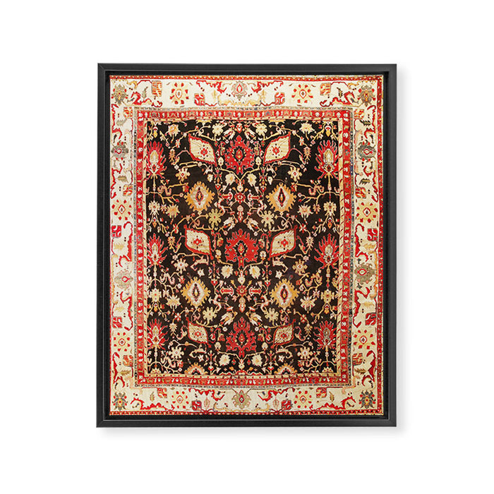 Antique Indian Agra Rug Print Framed Canvas Print Gallery Image 1