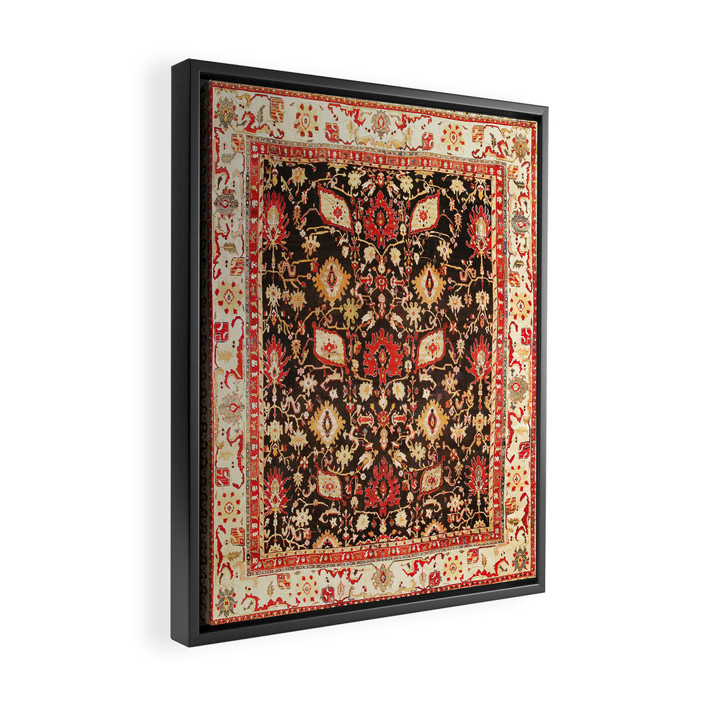 Antique Indian Agra Rug Print Framed Canvas Print Gallery Image 2