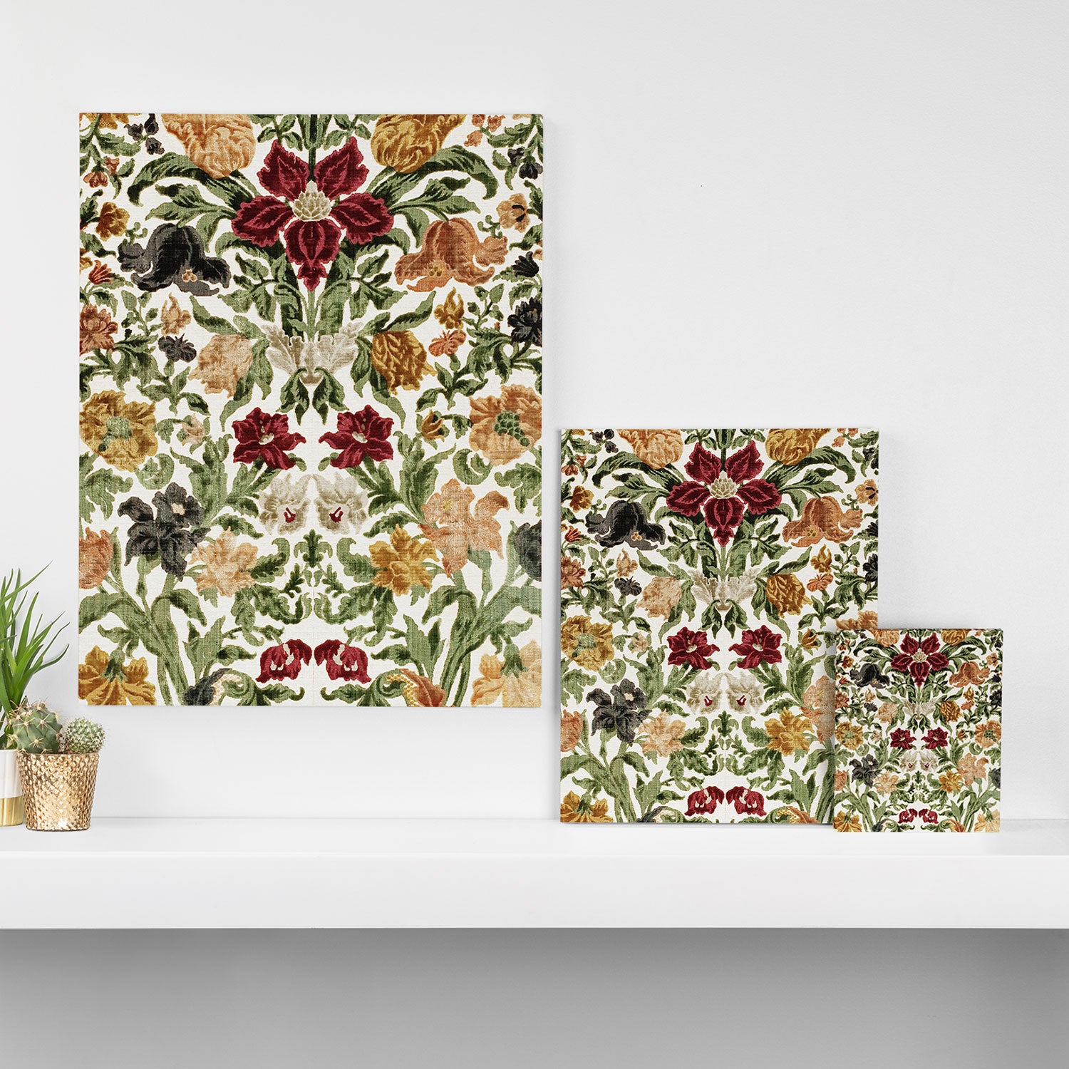 Antique Italian Floral Textile Print Canvas Print Gallery Image 3