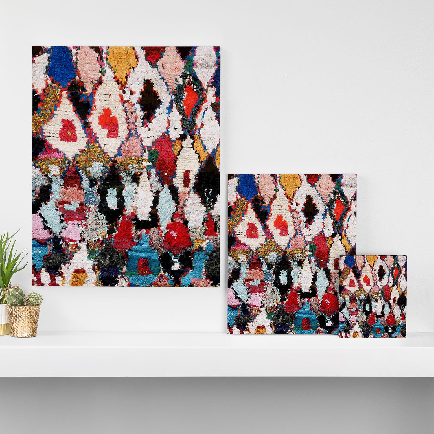 Antique Moroccan Boucherouitte Rug Print Canvas Print Gallery Image 3