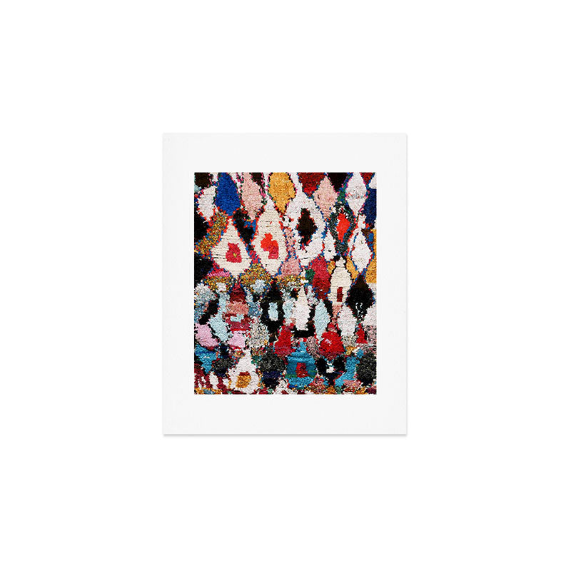 Antique Moroccan Boucherouitte Rug Print Art Print Gallery Image 1